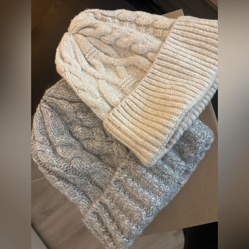 Cozy Cable Knit Beanies in Cream and Gray